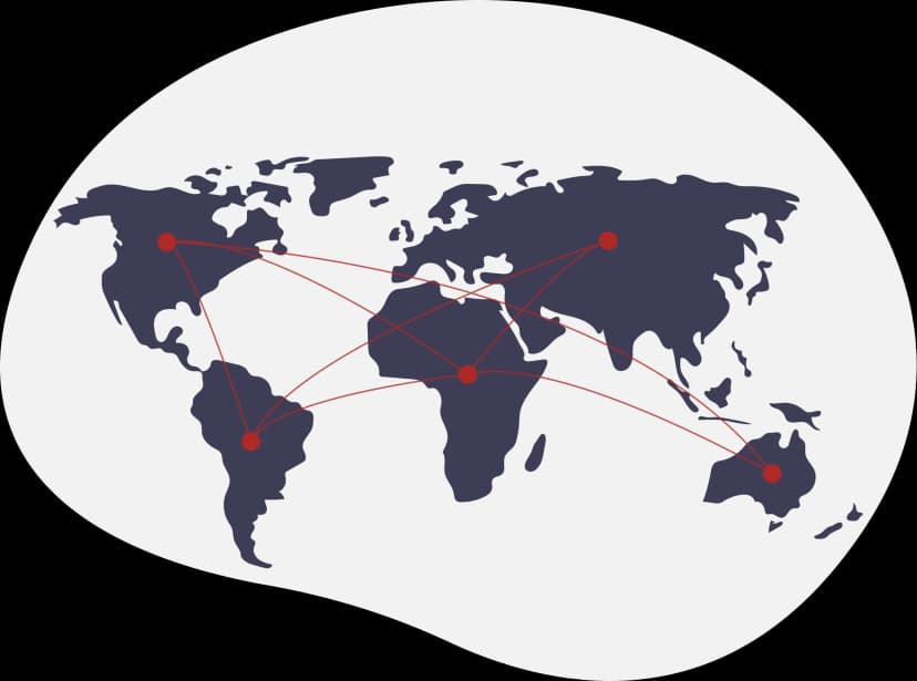 Illustration of global CDN map with connecting points